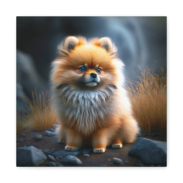 Pomeranian Lion Watercolour, Canvas Gallery Wrap