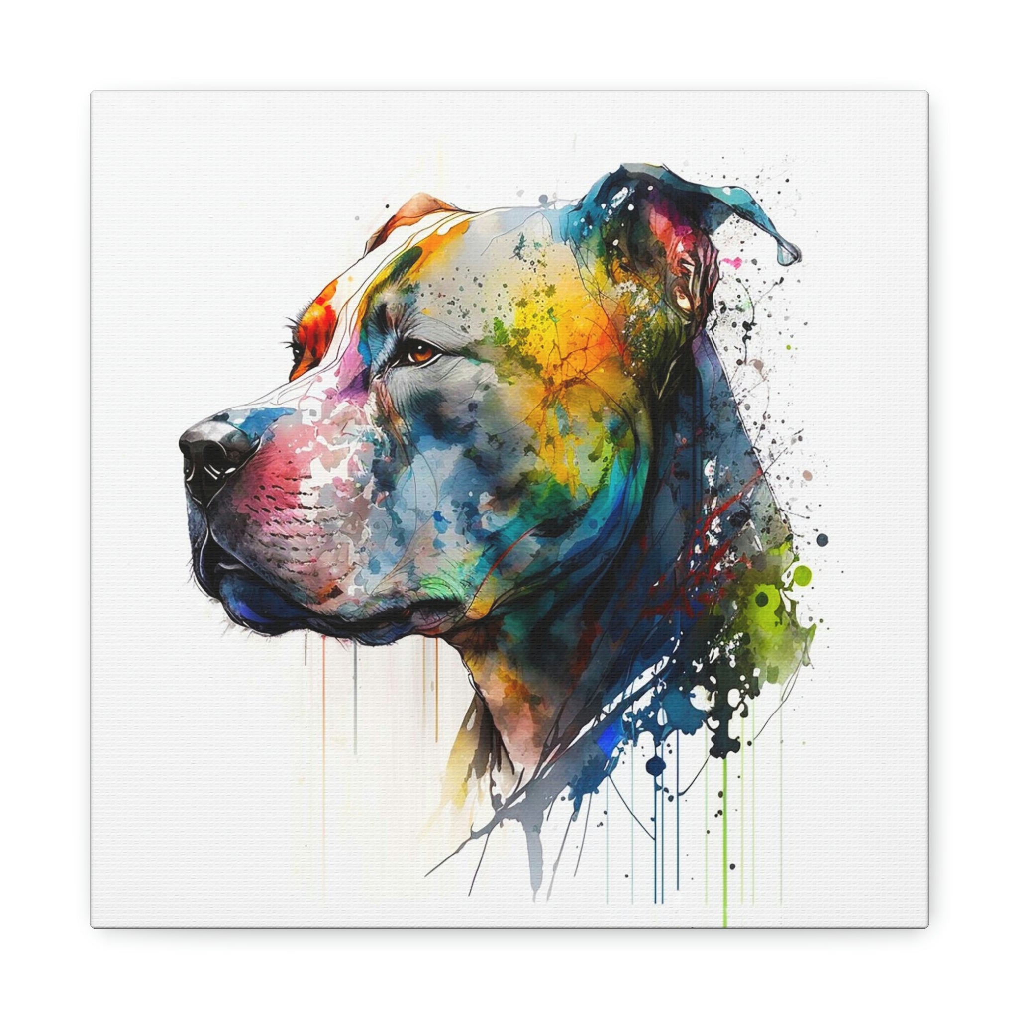 Pitbull Watercolour, Canvas Gallery Wrap